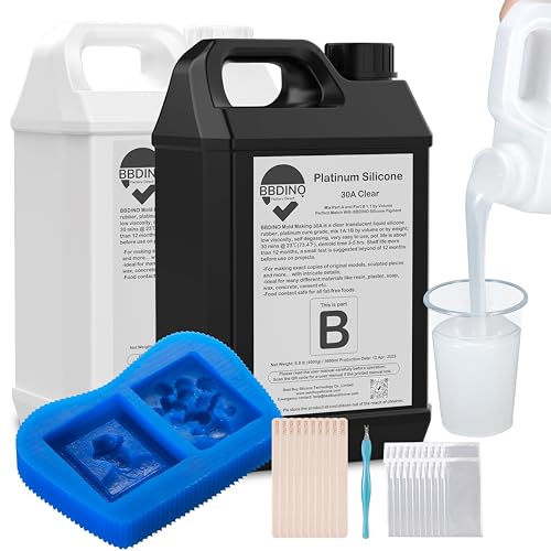 BBDINO Silicone Mold Making Kit 30A Platinum Liquid 2 Gallons Translucent - size: Clear 282 Oz
