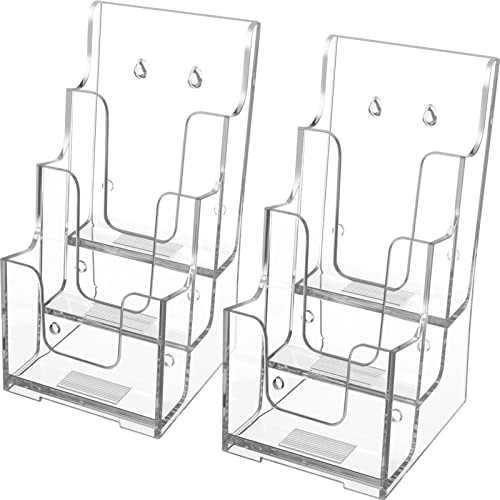 MaxGear 3 Tier Acrylic Brochure Holder, 4 Inch Wide, 2 Pack - size: 4"x9"-3 Tier