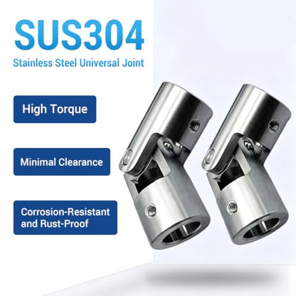 BORDSTRACT 6mm to 6mm Universal Joint Coupling D16 L42 - size: D16-L42-H6, style: No Keyway