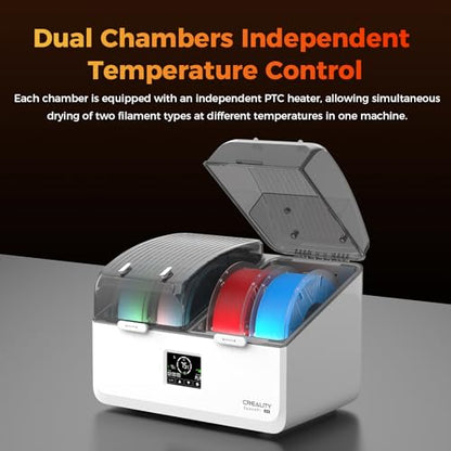 Creality Filament Dryer Box 4 Spool, SpacePi X4L 3D Printer Filament Storage Box, Dual Independent Heating Chambers, Rapid Heating Up to 75℃, Active Dehumidification, Fits PLA,PETG,ABS,TPU,Nylon,etc - color: Bright White