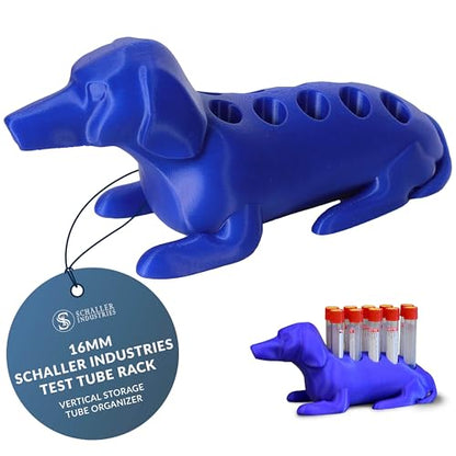 Schaller Industries Dachshund Test Tube Rack, 10 Vials, 16mm, Royal Blue - color: Royal Blue, size: 16mm Tubes