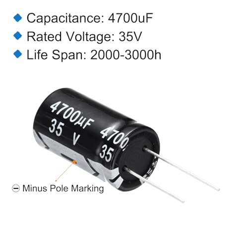 uxcell 4700uF 35V 18x30mm Electrolytic Capacitor, Radial Leads Aluminum Capacitors for TV, LCD Monitor, VCD, 20Pcs - style: 4700uF 35V