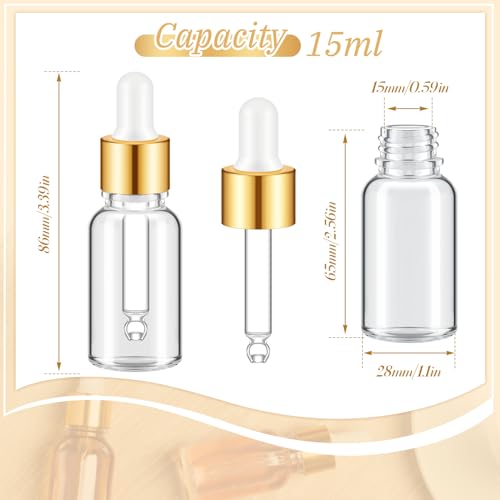 Didaey 100 Pcs Mini Glass Oil Dropper Bottle, 15 ml, Champagne Gold - color: Champagne Gold, size: 15 ml