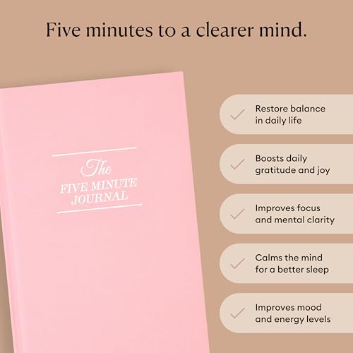 Intelligent Change: The Five Minute Journal - Daily Gratitude Journal for Happiness, Mindfulness, and Reflection - Undated Life Planner - color: Blush Pink