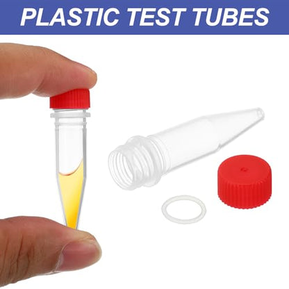 PATIKIL 1.5ml Plastic Cryogenic, 25Pcs Cryogenic Vial Screw Top Frozen Test Tube for Lab Laboratory Science, Red Cap - color: Red