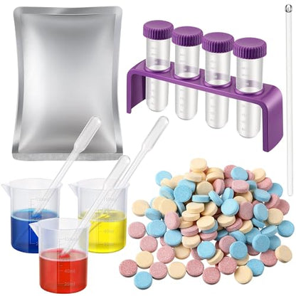 Color Science Kit, 120 Fizzing Tablets, Test Tubes and Beakers