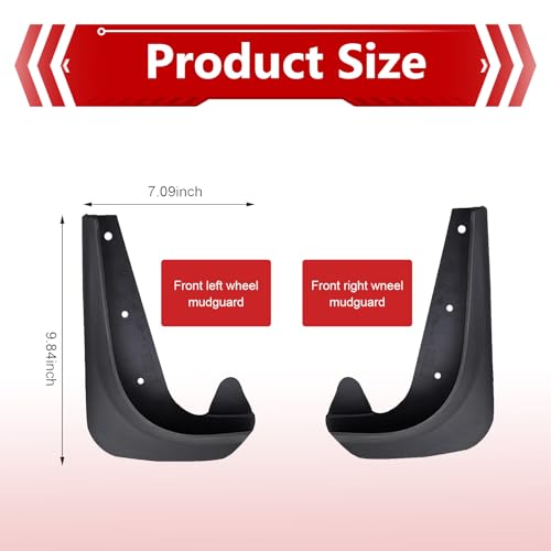 2 PCS 2 PCS Car Mud Flaps, 9.84" x 7.08" Splash-protection Auto Fender Flaps, Drill-free installation Front Fender, Universal for SUVs (Black)