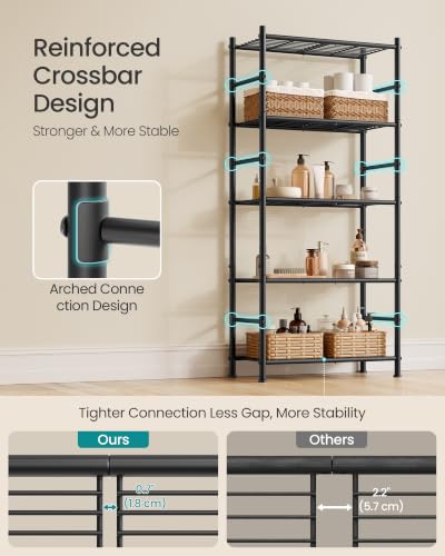 SONGMICS 5-Tier Shelving Unit, Steel Wire Storage Rack - size: 23.6"W, style: 5-Tier