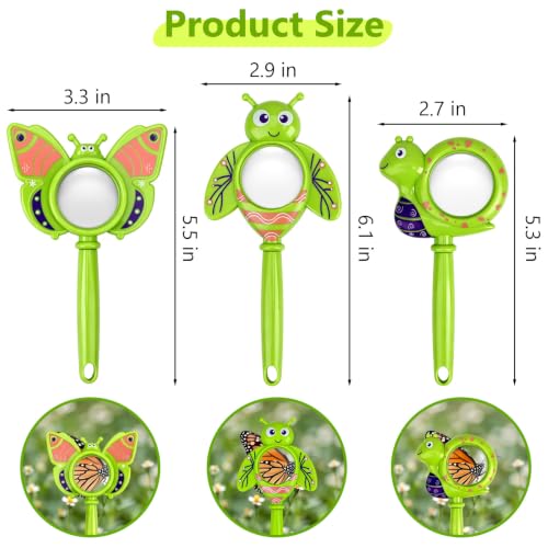 3PCS Insect Magnifying Glass for Kids, 3X Handheld Magnifier (Green) - color: Green