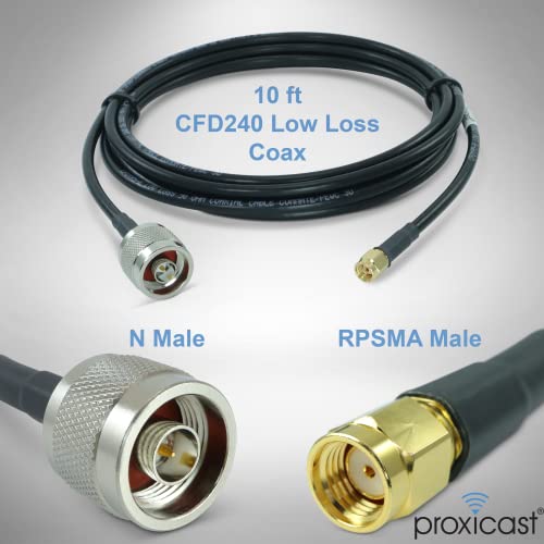 Proxicast 10 ft RPSMA Male to N Male 50 Ohm Low-Loss CFD240 Coax Cable - size: CFD240, style: 10 ft