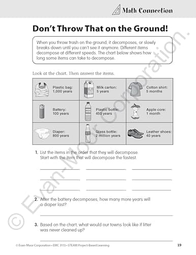 Evan-Moor STEAM Project-Based Learning, Grade 3 Activities Homeschooling and Classroom Resource Workbook, Reproducible Worksheets, Hands-On Projects, Problem Solving, Art, Puzzle, Real-World Topics