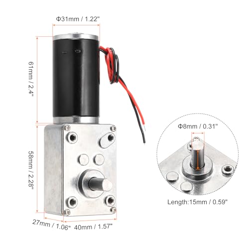 MECCANIXITY DC 12V 12 RPM Reversible Worm Geared Motor Reducer Motor 8mm D Shape Shaft High Torque Gear Box Reduction Electric Motor for Sweepers, Printers, Ovens - style: 12 RPM