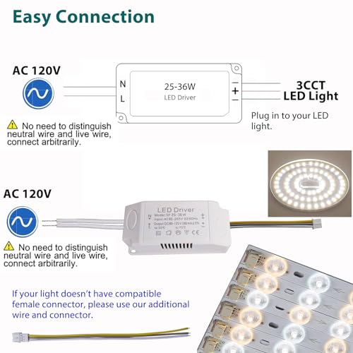 LED Driver 25-36W for Multi-Color Ceiling Strip Spot Light Module Panel, Replacement LED Power Supply Adapter Starter Transformer, Input AC85-265V Output DC80-125V - style: SF 25-36W 3CCT