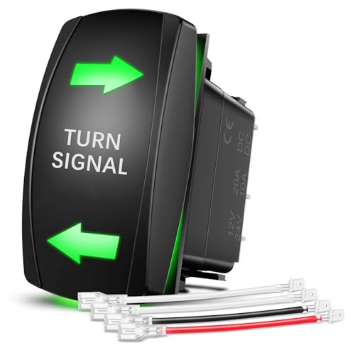Nilight Turn Signal Switch Green 4Pin ON Off ON Rocker Switch Laser Etched SPDT Toggle Switches 12V 20A 24V 10A Jumper Wires for Cars RVs Boats Campers Trailers - size: TURN SIGNAL GREEN