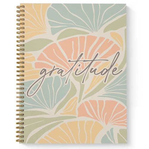 Floral Gratitude Spiral Notebook / 8.5" x 11" Journal / 120 College Ruled Pages/Durable Gloss Laminated Softcover/Gold Wire-o Spiral Binding/Made in the USA - color: Gratitude