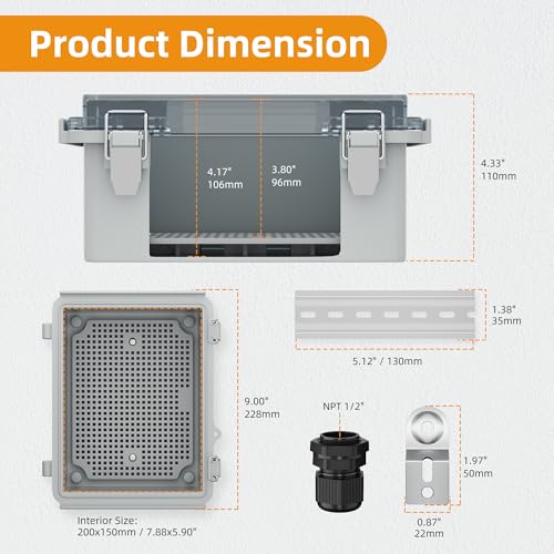 Joinfworld Outdoor Waterproof WiFi Enclosure 8.7x6.7x4.3 - size: 8.7 x 6.7 x 4.3 inches