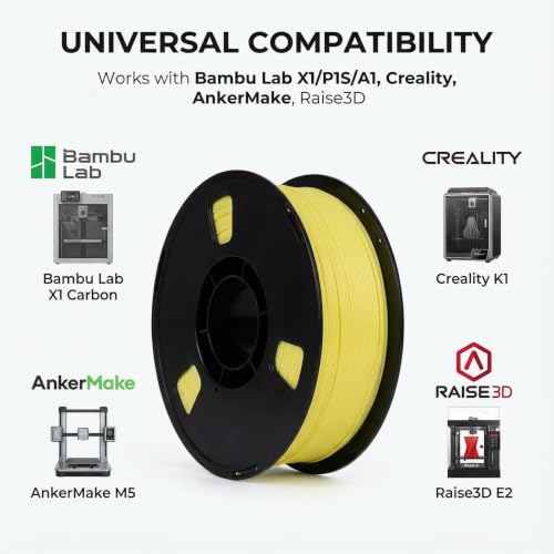 Matte PLA + 3D Printer Filament,PLA + Filament 1.75mm, Neatly Wound 3D Printing Filament 1.75mm, Dimensional Accuracy +/- 0.02 mm, Fit Most FDM 3D Printers, 1kg Spool (2.2lbs) (Yellow) - color: Yellow