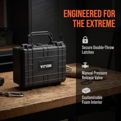 MEIJIA Portable All Weather IP67 Waterproof Protective Case,Hard Camera Case,Dry Case with Customized Foam,Fit Use of Drones,Camera,Equipments,Elegant Black (9.17inch x 7.56inch x4.33inch) - size: 9.17" x 7.56" x 4.33"