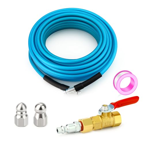 Sewer Jetter Kit, 50 FT (15M) High Pressure Drain Cleaning Hose - size: 50 FT (15M)