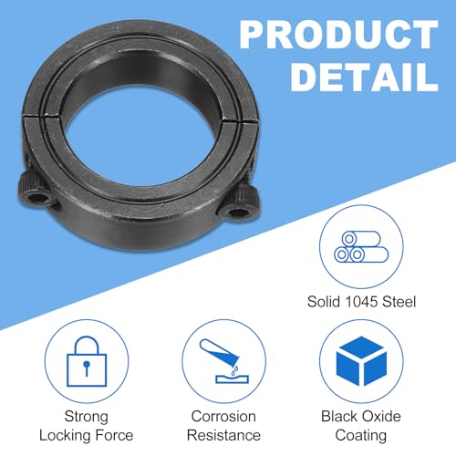 uxcell 4pcs Double Split Shaft Collars 35mm Bore, Two-Piece Clamping Collar 50mm OD 15mm Thickness Carbon Steel Lock Collar Clamp with Set Screws (Black Oxide) - size: 35mm x 50mm x 15mm