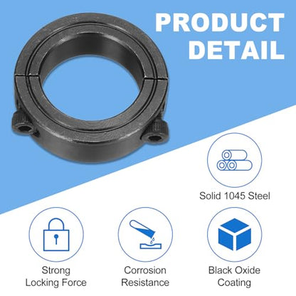 uxcell 4pcs Double Split Shaft Collars 10mm Bore, Two-Piece Clamping Collar 30mm OD 10mm Thickness Carbon Steel Lock Collar Clamp with Set Screws (Black Oxide) - size: 10mm x 30mm x 10mm