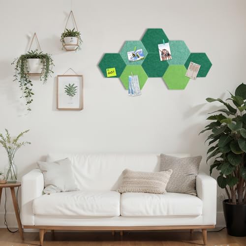 Mooliwe 8 Pcs 12 Inch Hexagon Cork Board Tiles Pins Clips, Green - color: Green