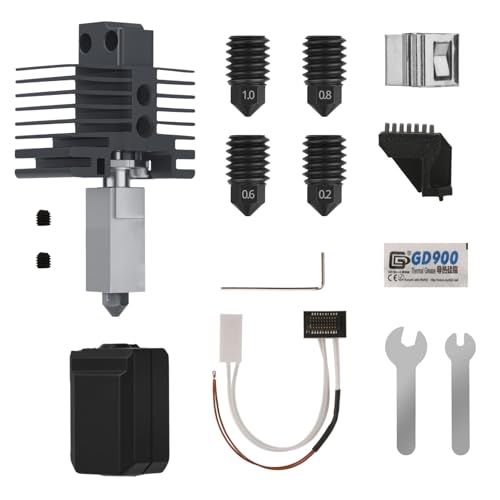 9-PCS Hotend Kit for Bambu Lab P1S/P1P 3D Printer, Hardened 0.4mm Nozzles and 0.2/0.6/0.8/1.0mm Nozzle with Thermistor & Installation Tool Accessories Kits (P1S/P1P) - color: P1S/P1P