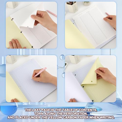 Yeplan Laboratory Notebooks, Research Lab Notebook Carbon Copies with 100 Sets of Pages, Quadrille Ruled, 11" x 9.25", Ideal for Science, Research, Lab Notes, Experiments, Chemists & Students