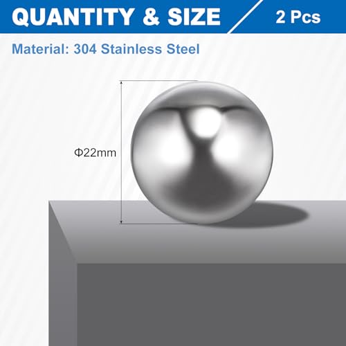 uxcell 22mm Bearing Balls, 2 Pcs 304 Stainless Steel Precision Balls Mirror Finish, G100 Grade for Bearings Bicycles Casters - size: 22mm