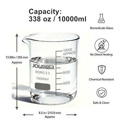 JOLABEAR 10000ml/10L Durable Glass Beaker, 3.3 Borosilicate - size: 10000ml
