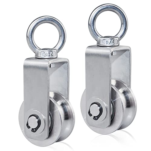 FONUNO Cable Pulley Wheel Stainless Steel Swivel Pulley Block, 2 Pack