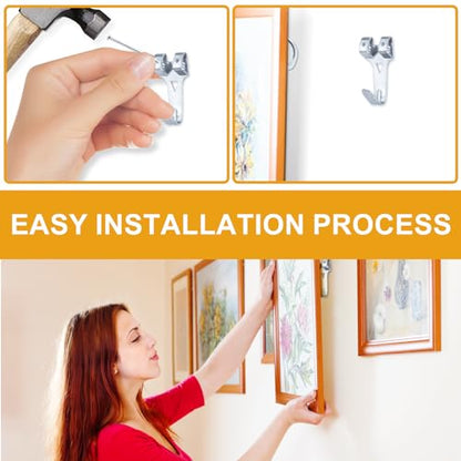 KURUI 303Pcs Metal Picture Hanging Kit with Heavy Duty Picture Hangers - size: Silver
