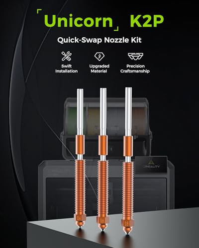 Creality K2 Plus Hardened Steel Nozzles, 4pcs Unicorn Quick-Swap Nozzle - size: 0.4/0.6/0.8mm(K2 series)