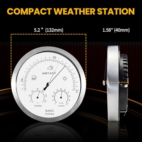 3-in-1 Imperial Weather Station 5.2'' Dial Mechanical Barometer - size: 5.2" Diameter