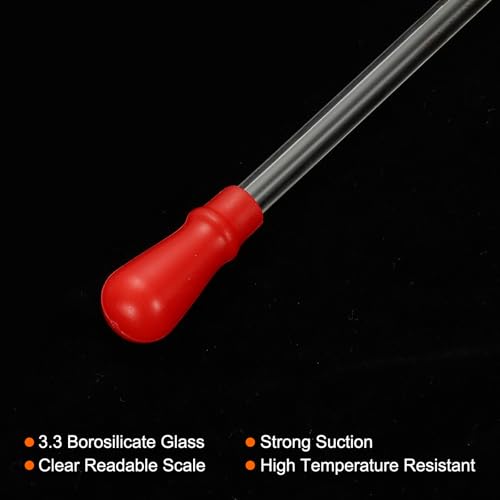 PATIKIL Graduated Dropper Pipettes Kit, 3 Pack 0.1ml/0.5ml/1ml Borosilicate Glass Pipette with Rubber Squeeze Bulb for Transfer Liquid for Lab, Chemistry