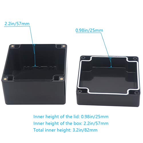 Junction Box, Zulkit Project Box IP65 Waterproof Outdoor Box ABS Plastic Electrical Boxes Electronic Enclosure Black 4.7 x 4.7 x 3.5 inch(120 x 120 x 90 mm)(Pack of 1) - size: 4.7" x 4.7" x 3.5"(Pack of 1)