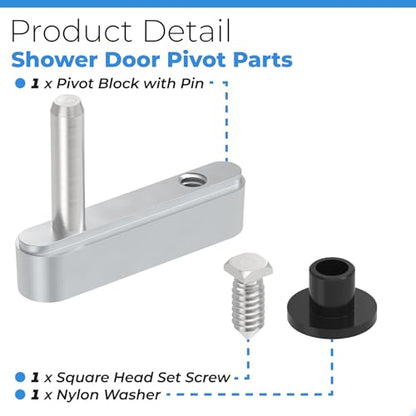 PalpitateC Shower Door Pivot Block with 3/4" Pin - size: #SDPB34