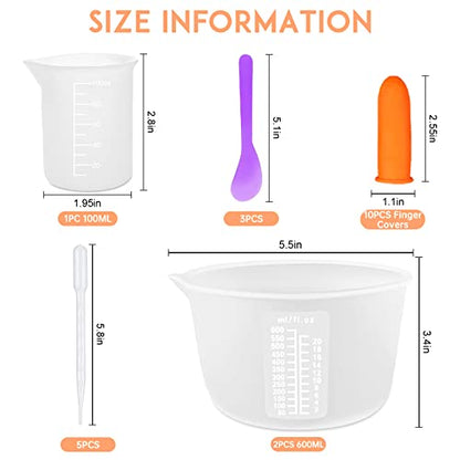 Silicone Resin Measuring Cups, 600ml with Stir Sticks - color: 2PCS 600ml