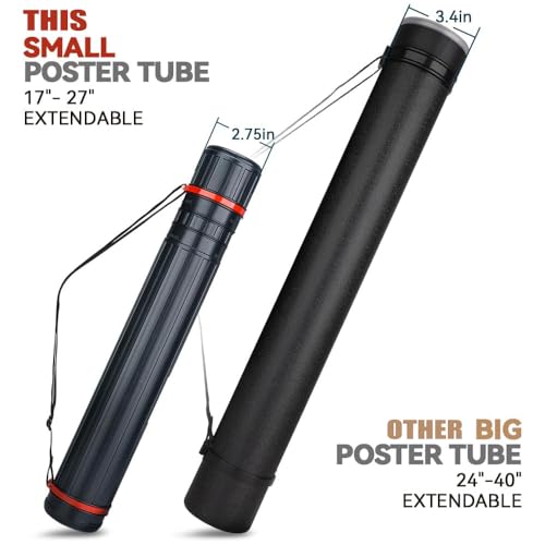 TRANSON 2-Pack Small Poster Tube Storage 17“ to 27” Extendable for Documents Blueprints Artworks Scrolls - color: 2 Pack-Red