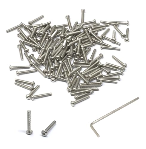 iexcell 100 Pcs M2 x 12mm Thread Pitch 0.4 mm Stainless Steel 304 Hex Socket Button Head Cap Screws Bolts Kit - size: M2 x 12mm