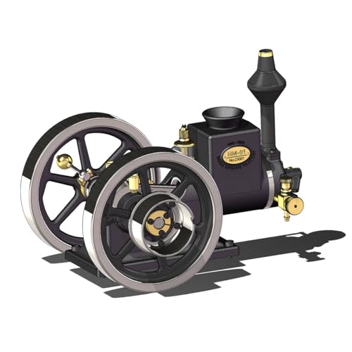 Retrol Engine HM-01 Hit and Miss Engine Model Kit, 4-Stroke Fixed Horizontal Metal Engine Kit with Base Equipment Box/Tankk/Pipe/CDI Igniter/Spark Plug, Gift -Assembled - style: Assembled Version