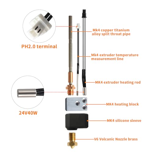 PrusaMK4 XL Hotend Replacement - 3D Printer Accessories: Nextruder Adapter Seperation with Heater Block Silicone Cover Nozzle 0.4mm 100K Thermistor Heating Ceramic Drop in Stock Print Head