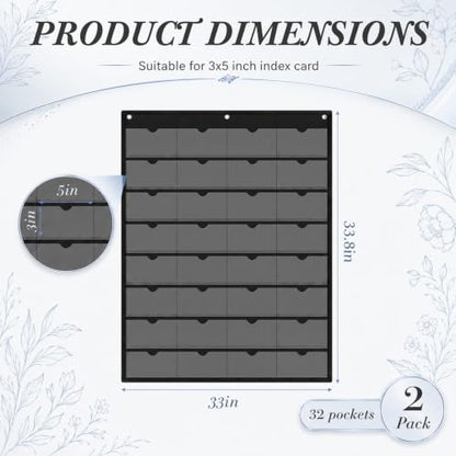 AmazingSpark 2 Pack 3x5 Index Card Holder Sleeve 32 Slot Pocket Chart