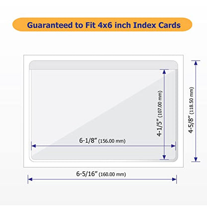 IMAGAME Clear Adhesive 4" x 6" Index Card Pockets, Labels Holders, 50 Pack - size: 4-5/8" x 6-5/16" for 4" x 6" Cards