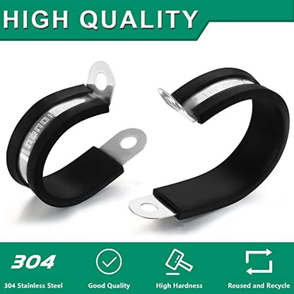 OURU 1/4 Inch Cable Clamps, Rubber Coated Insulated Clamps, 100pcs, 6mm - size: 100 PCS - 1/4 Inch