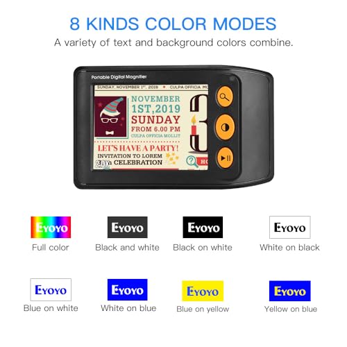 Eyoyo 3.5" Portable Digital Video Magnifier, 2X-25X Zoom Reading Aid Black - color: Black