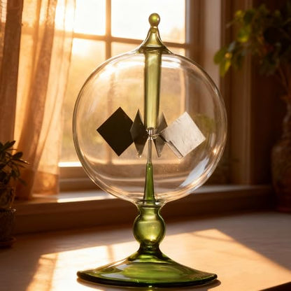 Green Solar Power Radiometer Crookes Solar Energy Spinning Vanes Glass Windmill Gift Home Desk Decoration