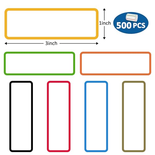 500 Pcs 1×3 Inch Removable Freezer Labels, Waterproof, Oil & Tear Resistant, No Residue Writable Stickers for Food Containers, Jars, Pantry and Meal Prep (Bright-Blank)
