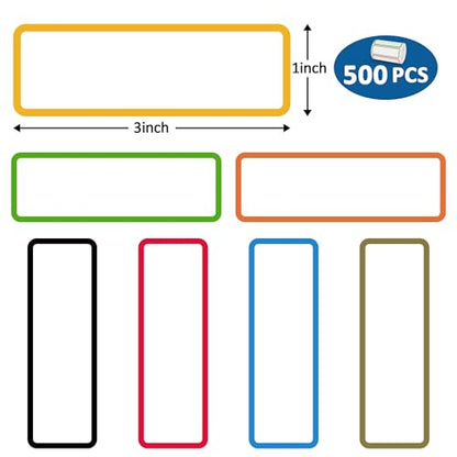 500 Pcs 1×3 Inch Removable Freezer Labels, Waterproof, Oil & Tear Resistant, No Residue Writable Stickers for Food Containers, Jars, Pantry and Meal Prep (Bright-Blank)