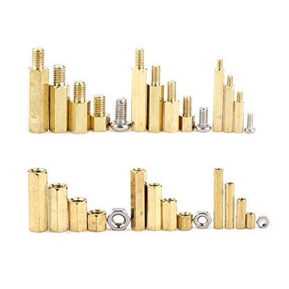Hilitchi 360pcs M2 M3 M4 Male Female Brass Spacer Standoff Screw Nut Assortment Kit